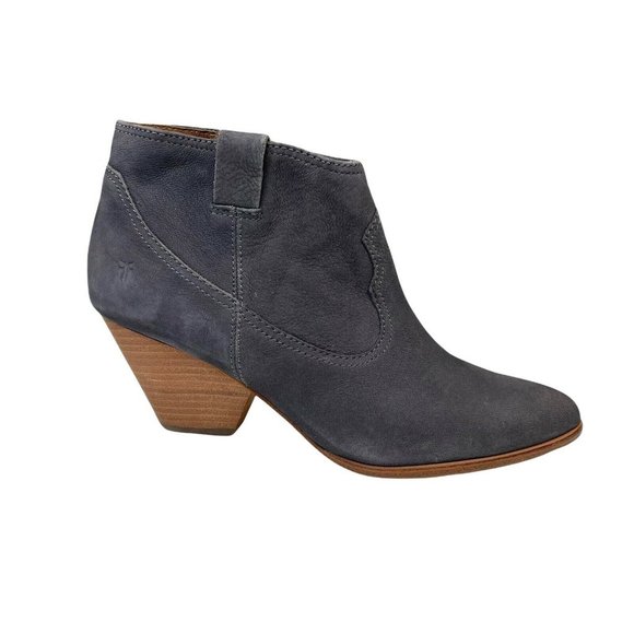 FRYE Rory Bootie Shootie Ankle Zip Almond Toe Nubuck Leather Gray Sz 9.5 Western - Picture 1 of 10